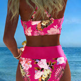 Lorena - Bikini avec imprimé floral contrasté et fente