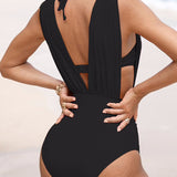 Branca - Maillot de Bain Sculptant de Luxe avec Décolleté en V Profond