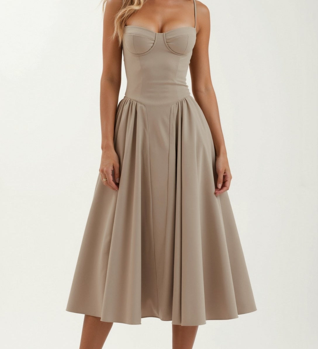 Odete - Robe midi à corsage structuré