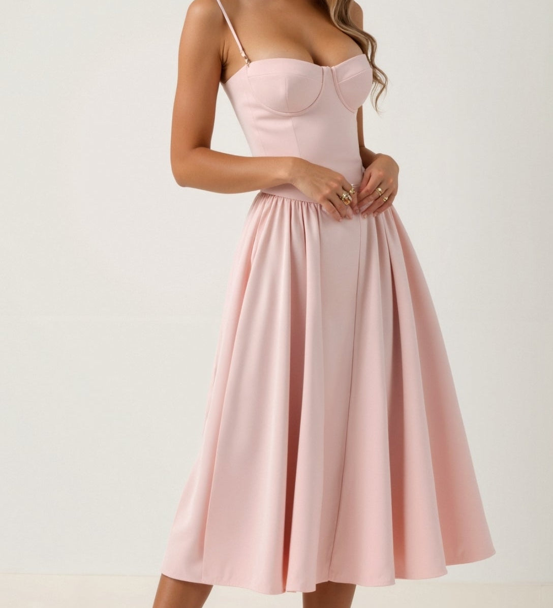 Odete - Robe midi à corsage structuré