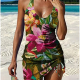 Filipa - Tankini graphique floral avec short, effet ventre plat