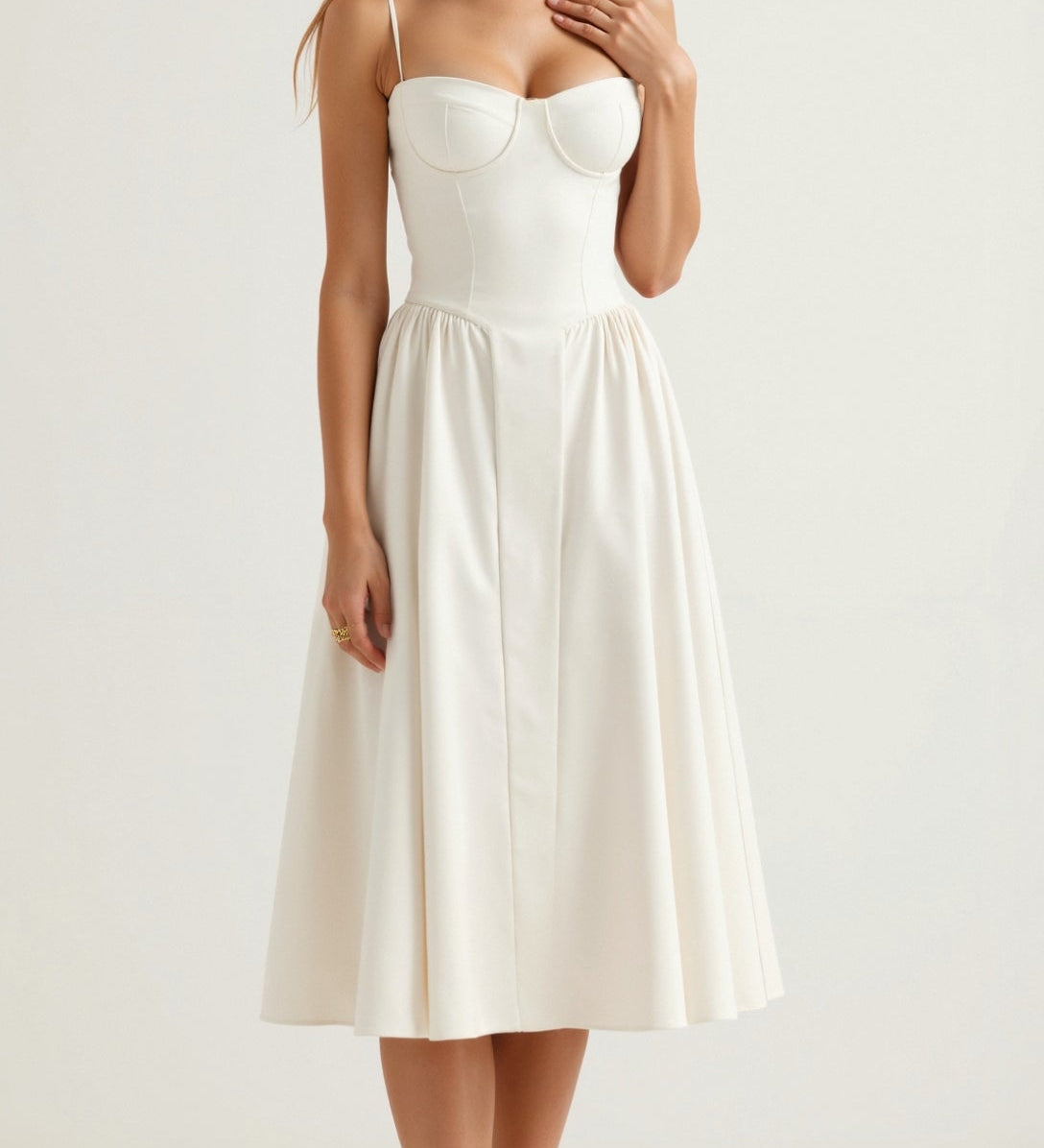 Odete - Robe midi à corsage structuré