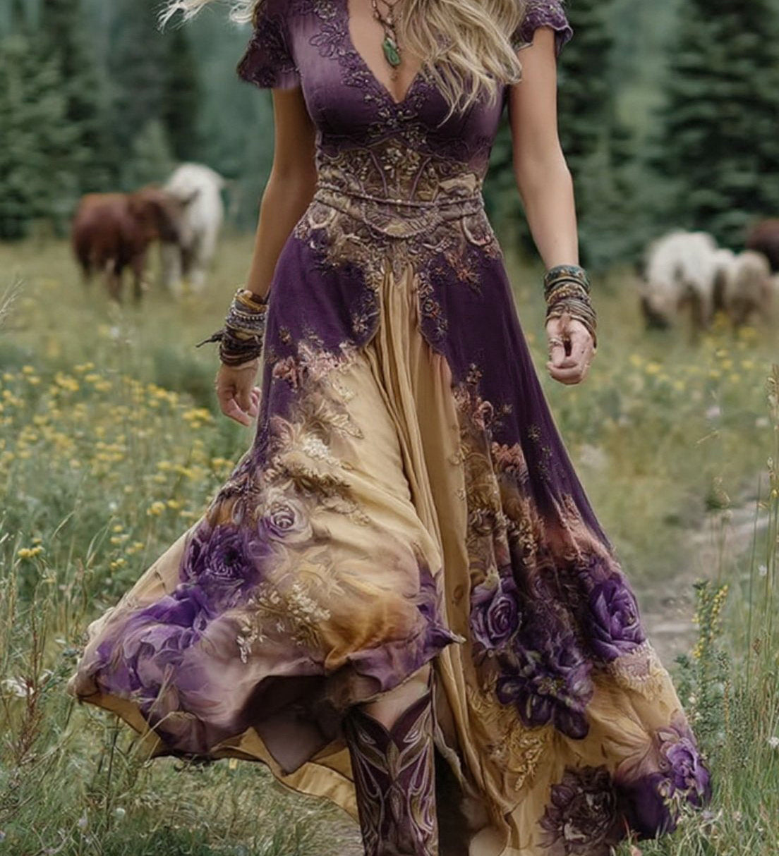 Serena - Robe Maxi Courte Florale