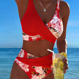 Lorena - Bikini avec imprimé floral contrasté et fente