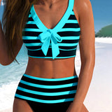 Vitória - Maillot de bain à rayures taille haute