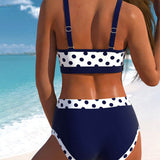 Elisabete - Bikini Taille Haute avec Pois et Design Patchwork