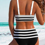 Vitória - Maillot de bain à rayures taille haute