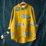 Ariana - Chemise Casual d'Art de Poisson Vintage