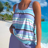 Noémia - Tankini avec décolleté en U et design rayé