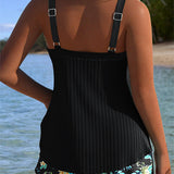 Serafina - Tankini Rayé avec Bas de Bikini en Deux Pièces