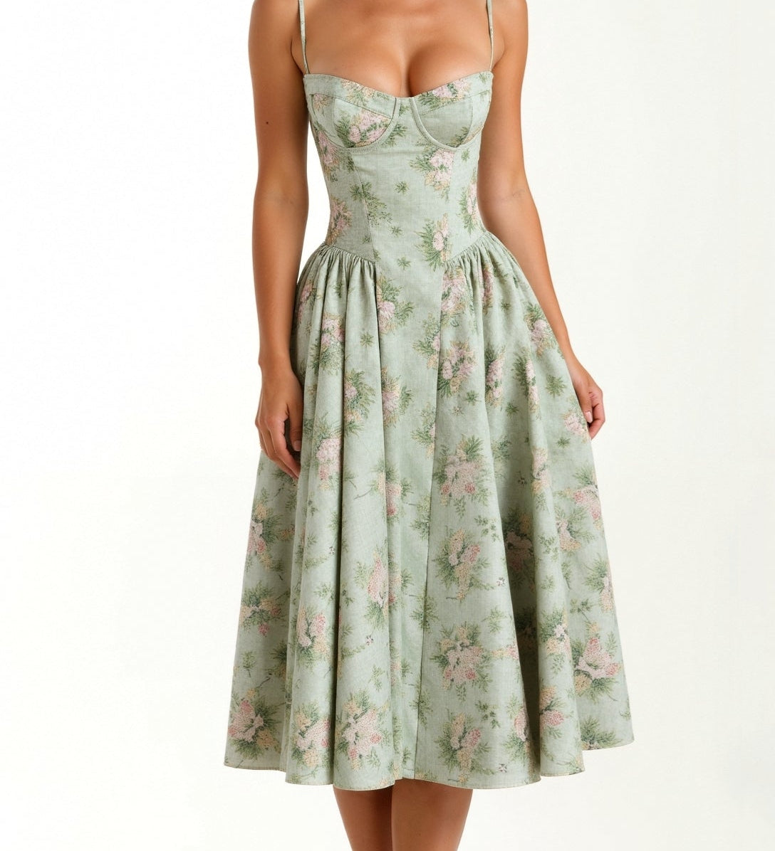 Odete - Robe midi à corsage structuré