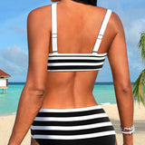 Vitória - Maillot de bain à rayures taille haute