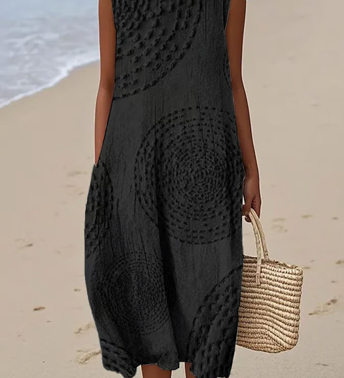 Ana - Robe Maxi Sans Manches Texturée
