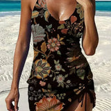 Filipa - Tankini graphique floral avec short, effet ventre plat