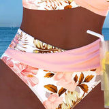 Lorena - Bikini avec imprimé floral contrasté et fente