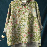 Georgina - Chemise Décontractée Vintage Fleurie avec Animaux