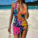 Filipa - Tankini graphique floral avec short, effet ventre plat