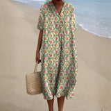 Eulállia - Robe Florale Rétro en Vert d'Eau