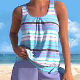 Noémia - Tankini avec décolleté en U et design rayé