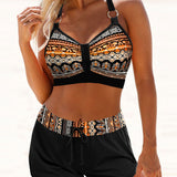 Marina - Bikini avec Motif Géométrique et Taille Haute