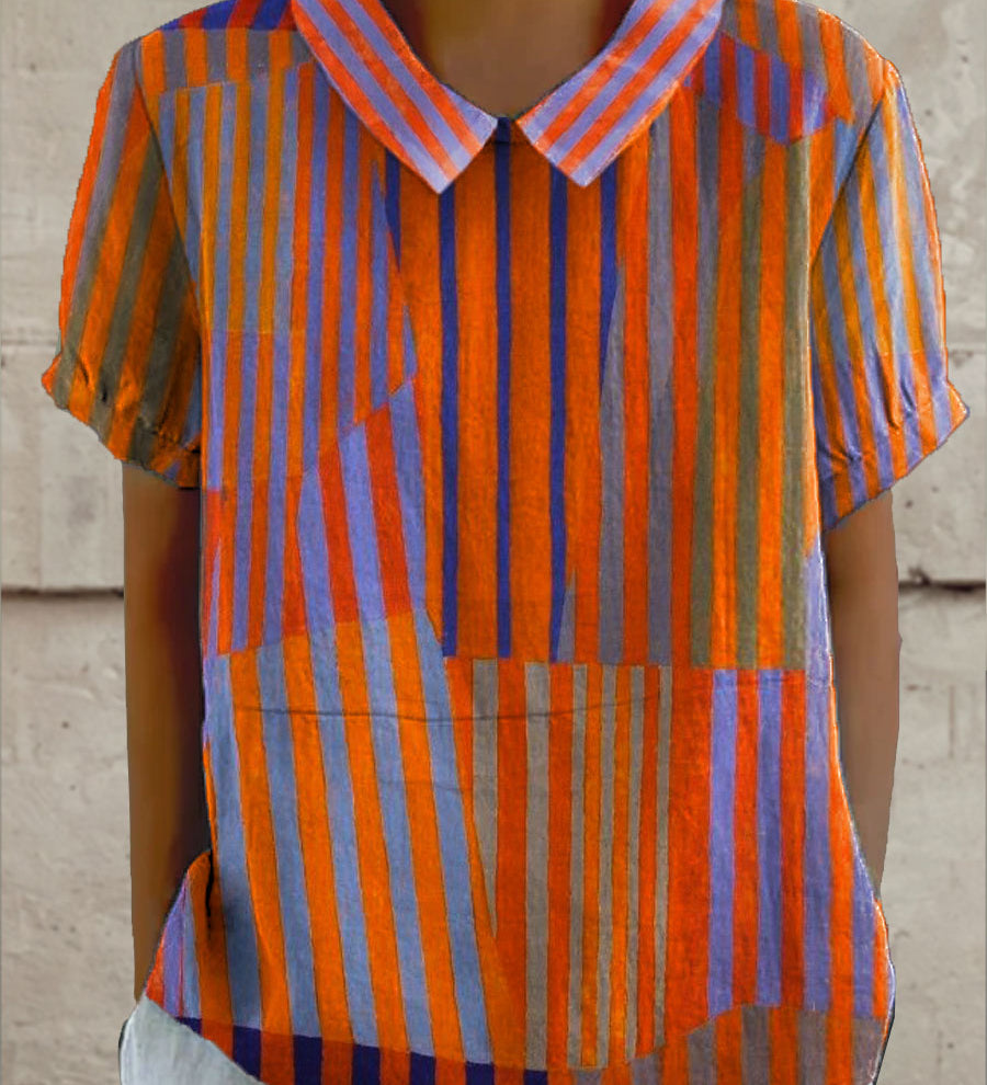 Nina - Chemise Rayée Géométrique