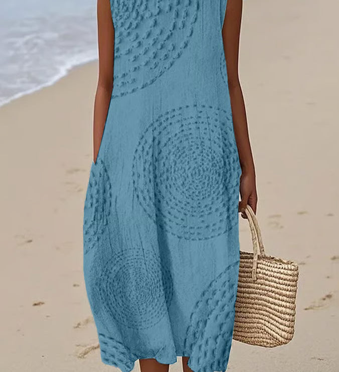 Ana - Robe Maxi Sans Manches Texturée