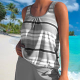 Noémia - Tankini avec décolleté en U et design rayé