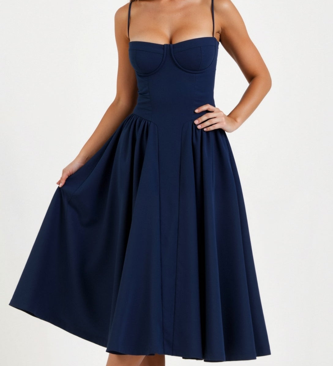 Odete - Robe midi à corsage structuré