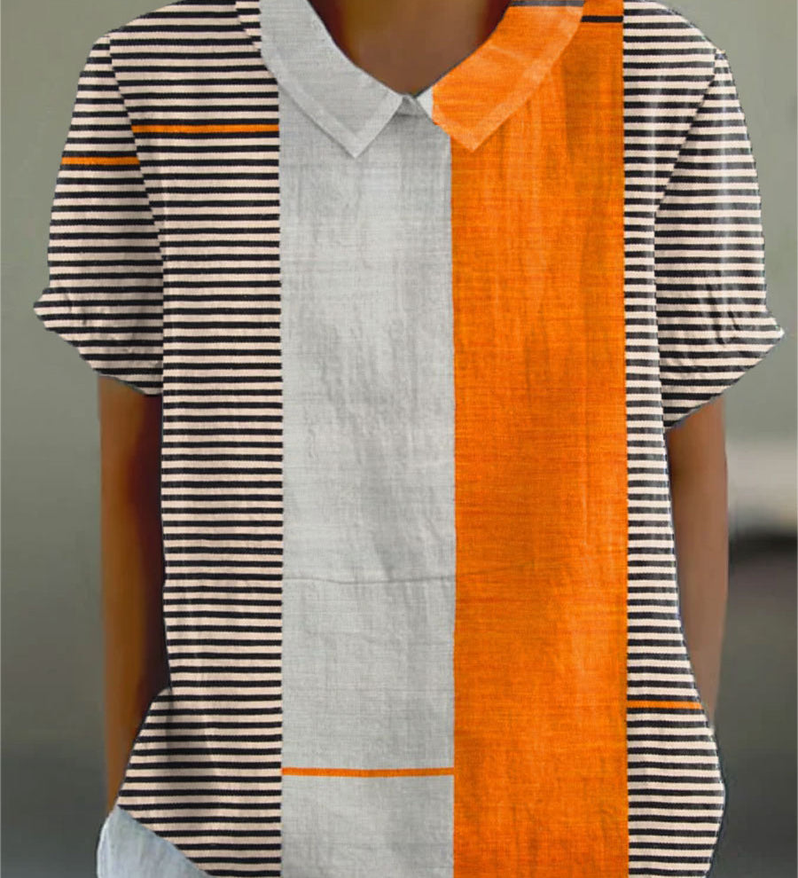 Lena - Chemise Rayée en Blocs de Couleurs