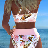 Lorena - Bikini avec imprimé floral contrasté et fente