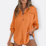 Inês - Blouse Tunique Légère Décolleté en V avec Boutons