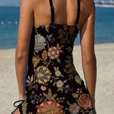 Filipa - Tankini graphique floral avec short, effet ventre plat
