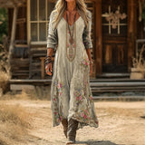 Maria - Robe Décontractée à Manches Longues Inspirée du Vintage