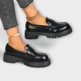 Calista - Mocassin pour femme avec design orthopédique et talon en satin