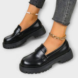 Calista - Mocassin pour femme avec design orthopédique et talon en satin