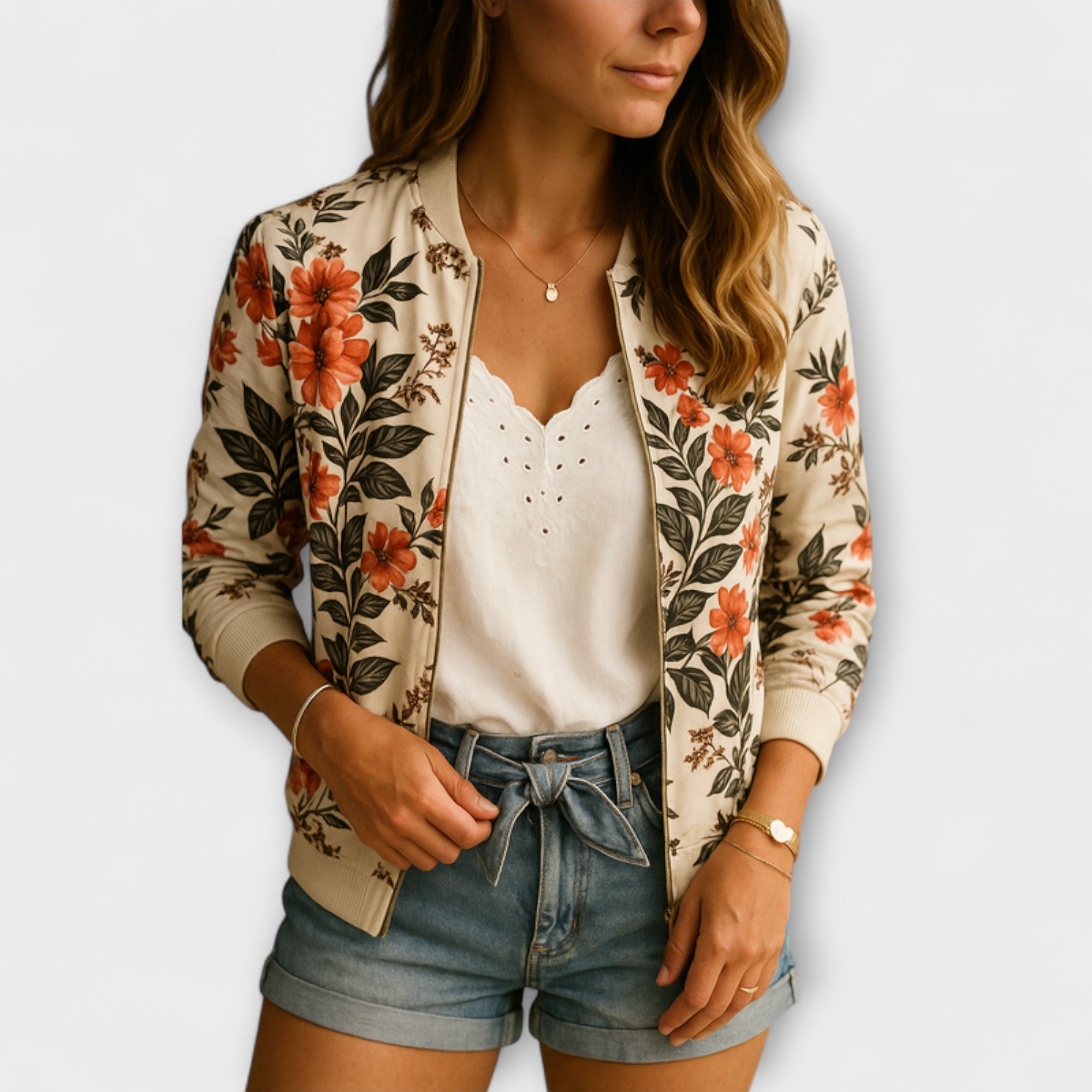 Andreia - Veste bomber élégante fleurie