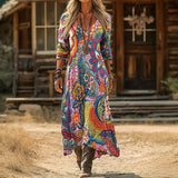 Maria - Robe Casual à Manches Longues Inspirée du Vintage