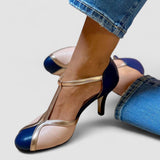Aléssia - Ballerines à lanières en T colorées et confortables avec bout rond