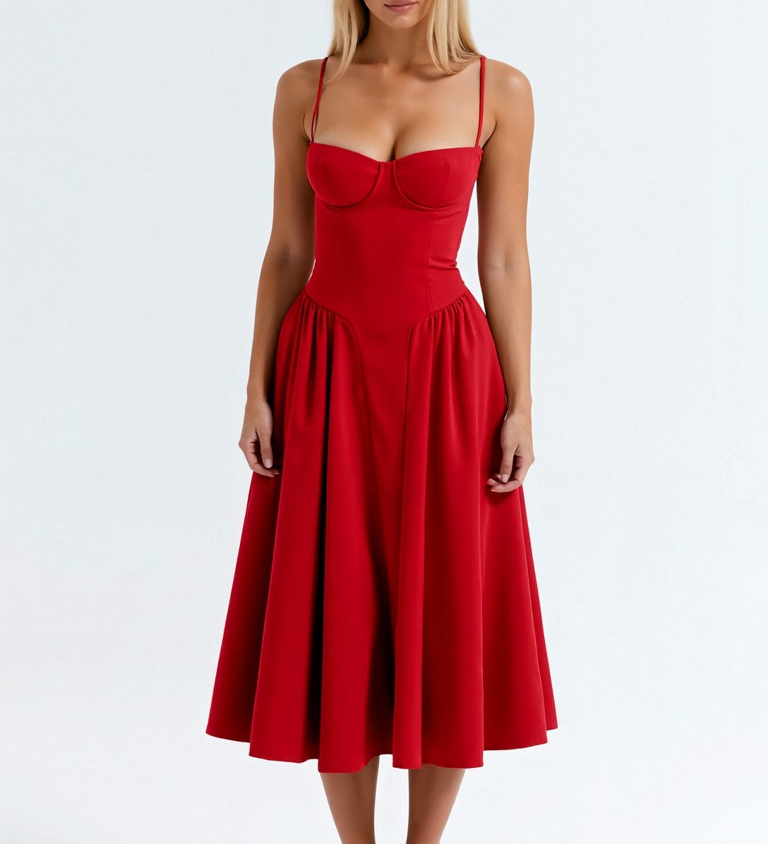 Odete - Robe midi à corsage structuré