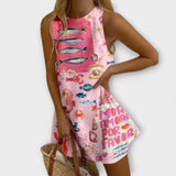 Inês - Robe Mini Rose Imprimé Miraba