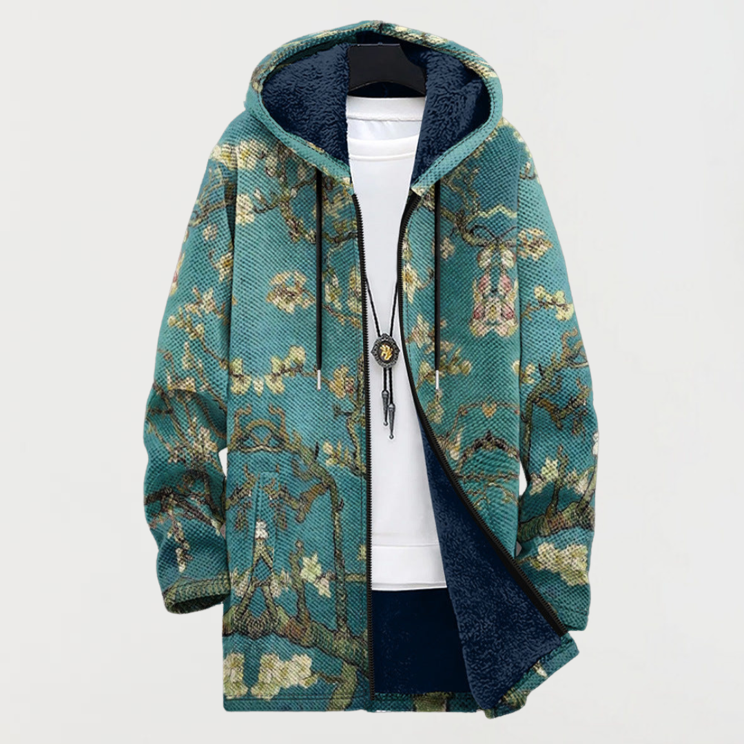 Manteau avec design artistique de fleurs