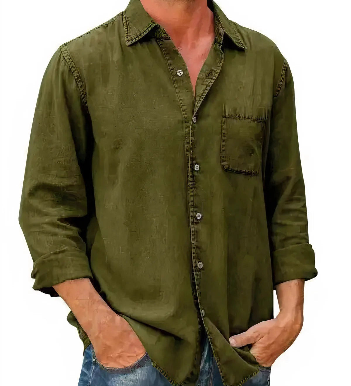 Chemise - Mélange de Denim Longue