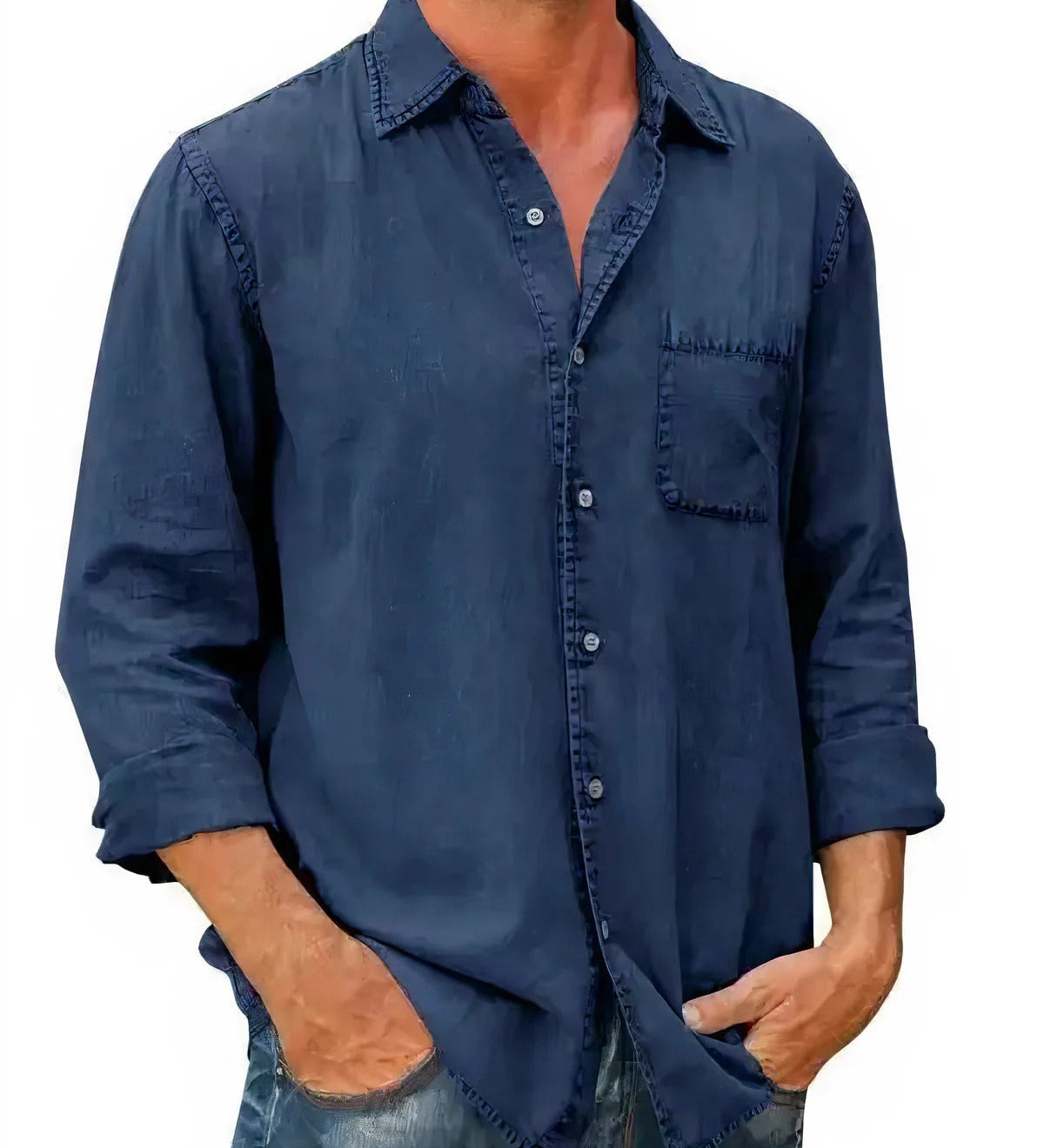Chemise - Mélange de Denim Longue