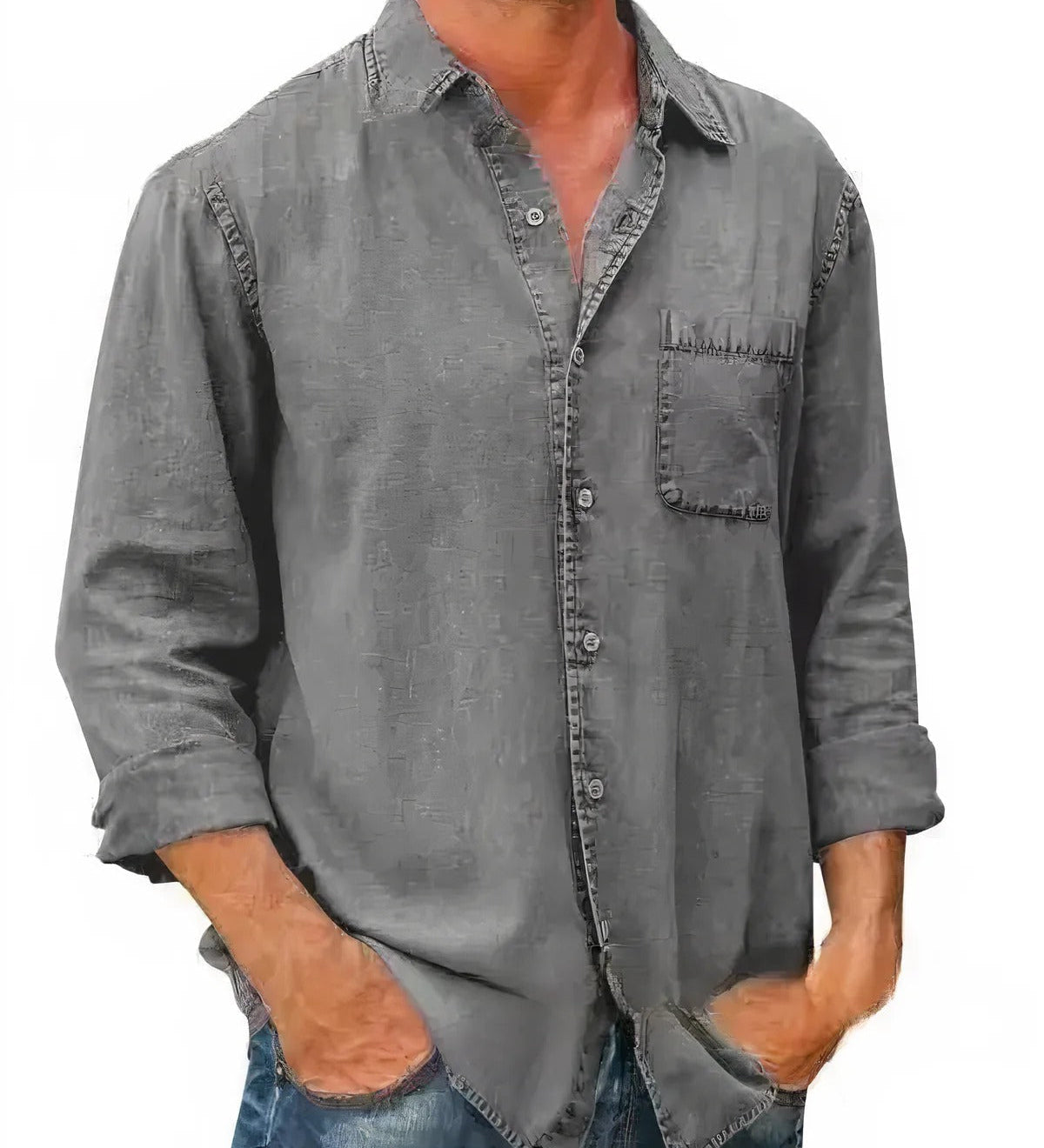 Chemise - Mélange de Denim Longue