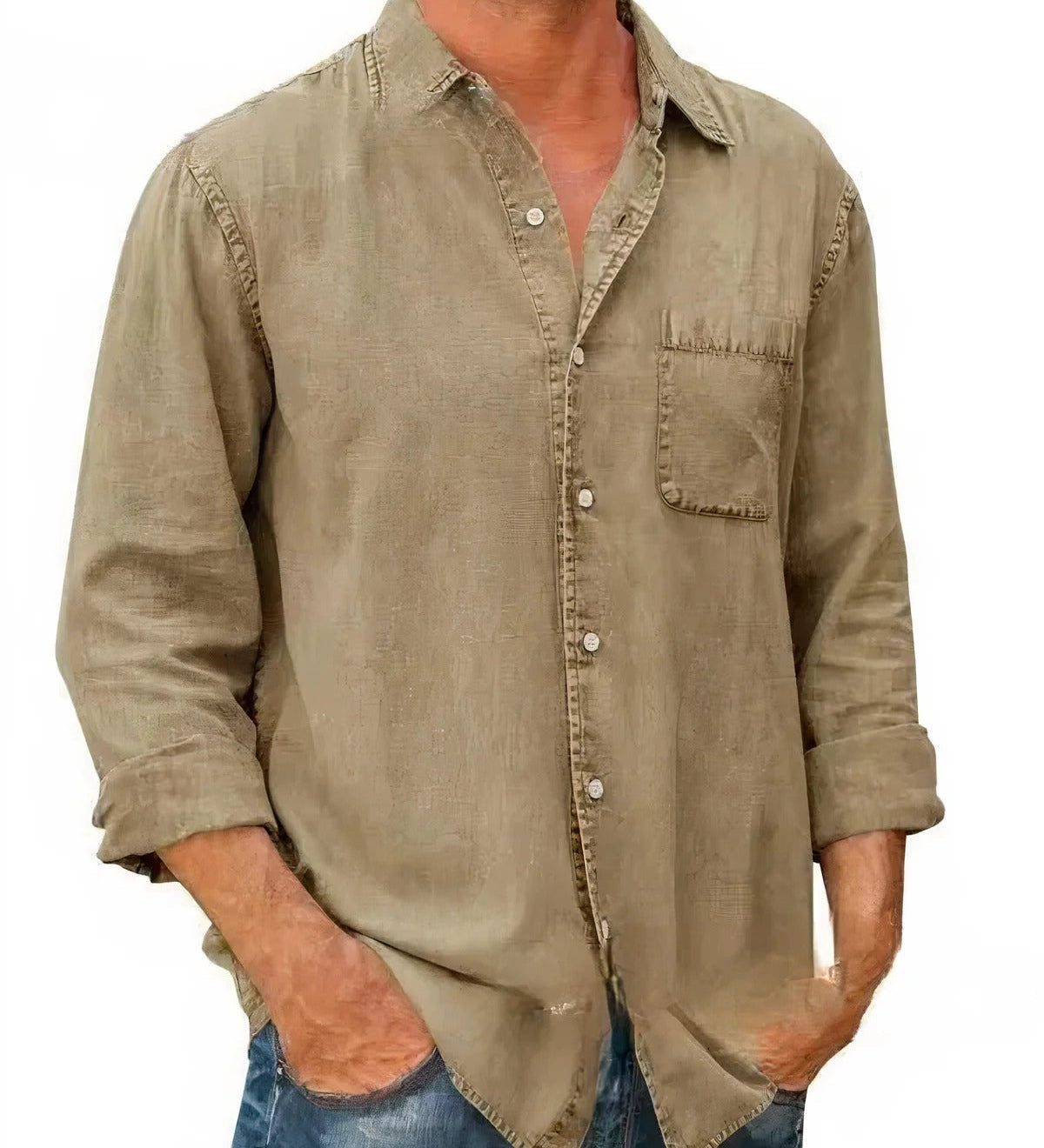 Chemise - Mélange de Denim Longue