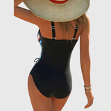 Teresa - Maillot de bain haute élasticité à la mode avec détail croisé à l'avant