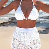Adélaïde - Ensemble de bikini élégant en dentelle lisse