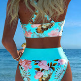 Lorena - Bikini avec imprimé floral contrasté et fente