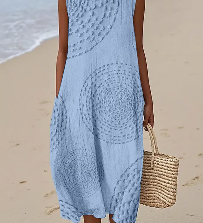 Ana - Robe Maxi Sans Manches Texturée