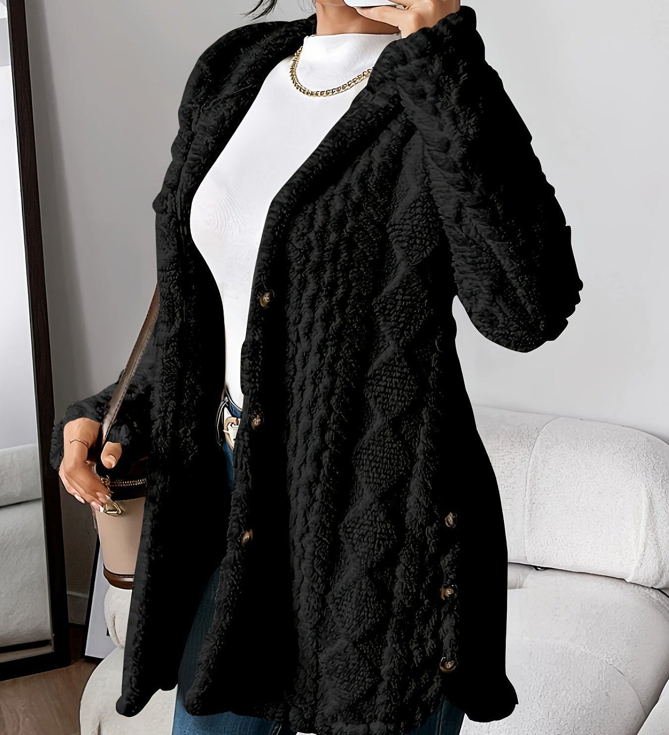 Sara - Manteau avec capuche en peluche